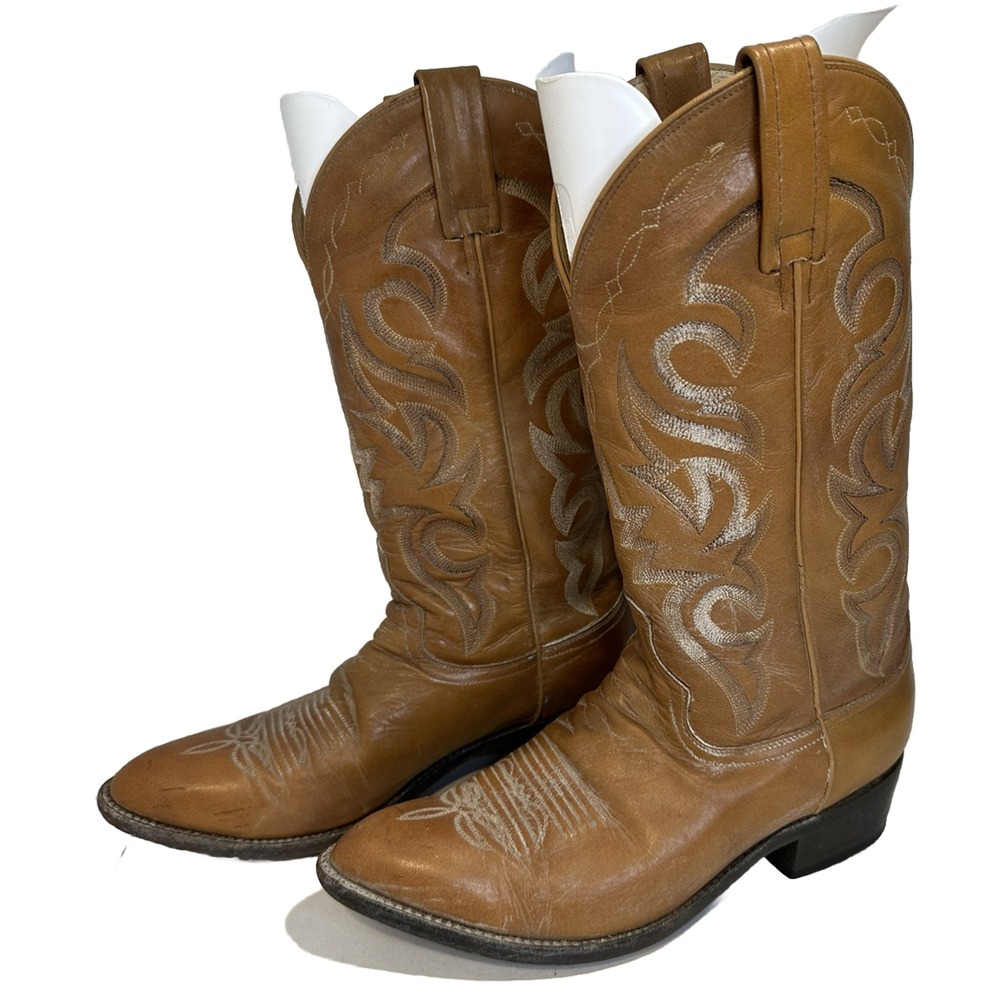 Vintage Dan Post Western Boots Men's 9D Light‎ Brown Leather